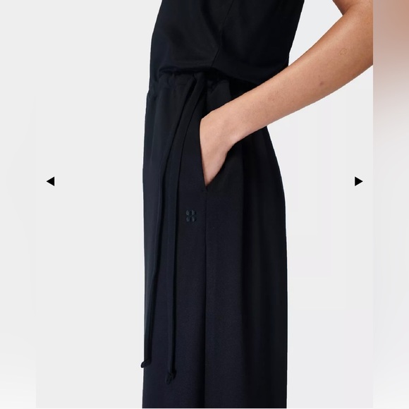 Sweaty Betty Cruise Jumpsuit Wide Leg Pants in Black Minimalist Loungewear S - Picture 4 of 16
